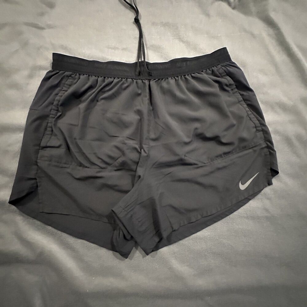 Nike Stride Running Shorts Mens L Brief Lined DM4755-010 Gray Drawstring 4"